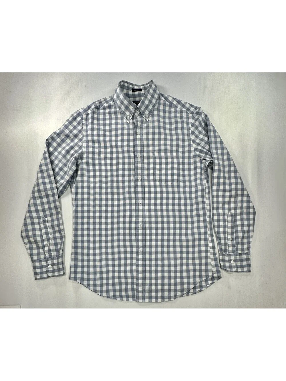 J Crew Classic Flex Washed Check Button Up Shirt Gray Mens M